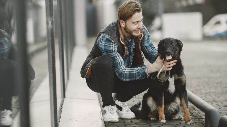 Man bonding with his dog, illustrating which dog breed is most loyal.